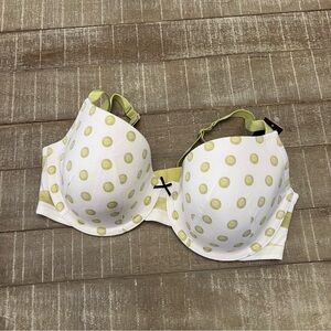 Cacique White and Green Polka Dot Bra